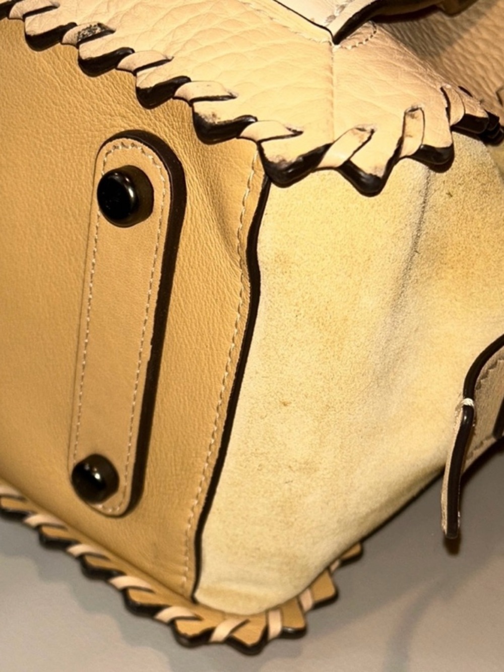 Coach Dreamer 36 Colorblock Suede Cream and Tan Satchel Bag - Picture 8 of 14